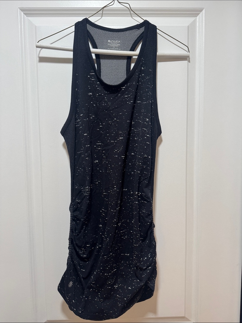 Athleta Black Speckle Ruched Racerback Tank